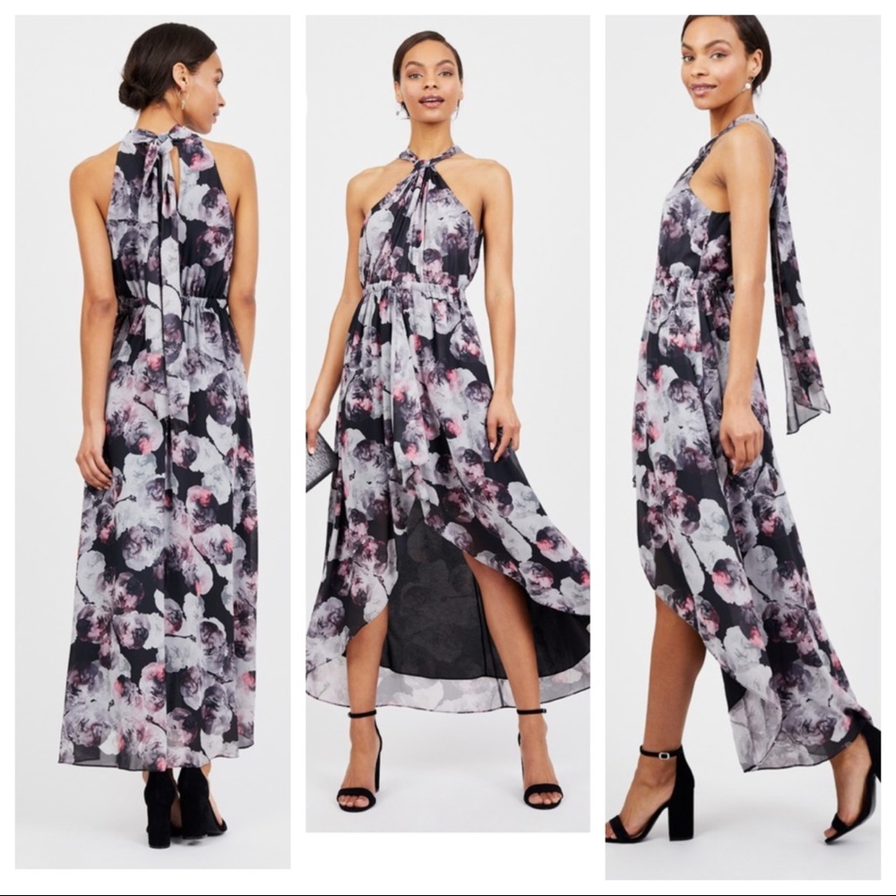 Badgley Mischka High Low Halter Dress size L